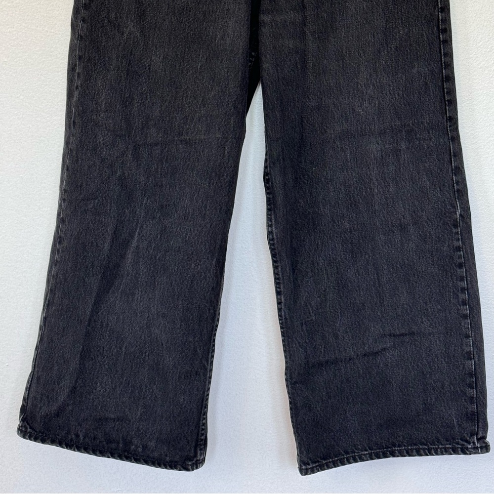 Zara Loose Fit  Wide Leg Crop Length Black Jeans Sz 8 - Picture 6 of 11